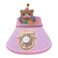 thumbnail image 4 of Xfvqtps Sun Visor Hat with Fan for Boys and Girls Straw Hat with Built in USB Charging Fan Cute Bear Decor Large Brim Empty Top Sun Protection Travel Beach Summer Fan Hat for 3-8 Years Pink, 4 of 6