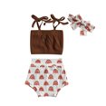 thumbnail image 1 of Ensemble d'Été pour Bébé Fille, Débardeur à Nœud Papillon + Short + Bandeau, 1 of 6