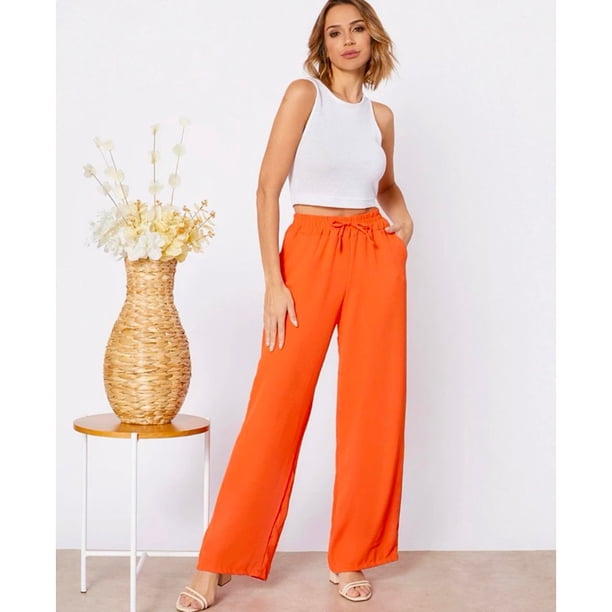 Pantalones Pantalona de mujer con cintura alta de bolsillo a la moda ¡Envío estupendo hermoso! 0000555 Deng Xun unisex