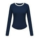 thumbnail image 5 of Tops bohemios para mujer,Suéter de manga larga para mujer, color liso, cuello redondo, corte ajustado, poliéster, para uso casual, para calle y diario, sopatenor, 5 of 8