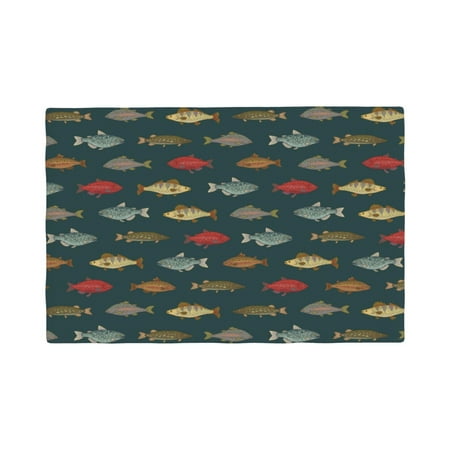 

Placemats Set of 4 River Freshwater Fish Heat Resistant Non - Slip Place mats Waterproof table mat for Kitchen Dining-4片装