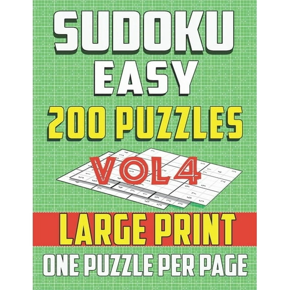 Sudoku Easy 200 Puzzles -Large print-One Puzzle Per Page: Brain Game for Beginners (vol4) (Paperback)(Large Print)