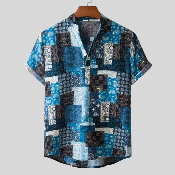 Palato Mens T Shirts,Men Hawaiian Short Sleeve Beach Shirt Printed Summer Casual Button Down Shirts