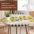 thumbnail image 4 of Yellow Lemons Round Tablecloth, Fitted Table Cover with Elastic for 36"-44" Round Tables, Summer Watercolor Fruits Plaid Table Cloth Outdoor Indoor Dinning Party Waterproof Tablecloths, 4 of 7