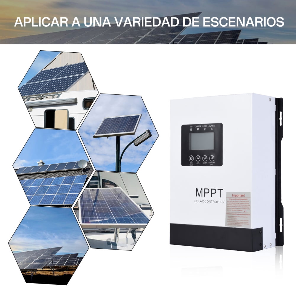 Solar Power Charging Controller 120A with Cooling Fan - Intelligent Regulator for RV, Boat, Car