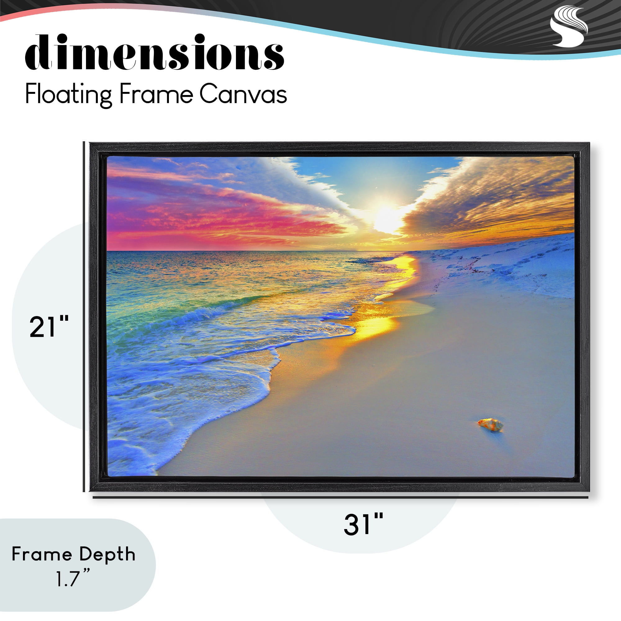 Stupell Industries Prismatic Rainbow Sunset Beach Black Framed Floater Canvas Wall Art, design by Eszra Tanner