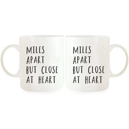 

CTDream 11oz. Ceramic Coffee Mugs Valentine s Day Wedding Anniversary Couples Gift Set Miles Apart But Close at Heart 2-Pack Long Distance Gift Ideas