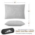 thumbnail image 3 of Almohada de camping PEUJEW de espuma viscoelástica triturada para viajes, gris claro, 3 of 7