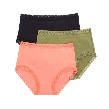 Natori BRIGHT CORAL/THYME/BLACK Bliss Full Brief 3-Pack, US Small