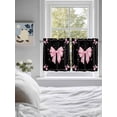 thumbnail image 3 of Valentine's Day 2 Panel Kitchen Curtains for Small Windows, Pink Bowknot Ribbon on Black Mother's Day Bathroom Tier Curtain, Short Window Treatment for Bedroom/Living Room 55"x36", 3 of 6