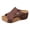 A-Brown, variant on Leather Platform Sandals for Women Comfortable Non Slip Wedge Slides Cork Footbed Rivets Wedges Heeled Sandal with Arch Support Grey Size 7