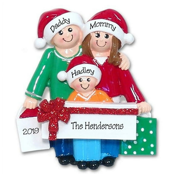 Shopping Family of 3 Personalized Christmas Ornament