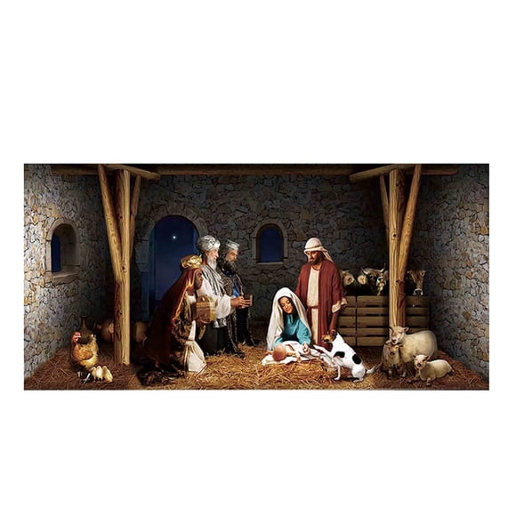Daisyyozoid Deals Christmas Nativity Garage Door Banner , Nativity Scene Murals Christmas Garage Decorations Cover Extra Large Merry Christmas for Photo Xmas