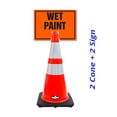 thumbnail image 2 of RK-Safety 28" Orange Cone, Black base With Two Reflective Tape, Plus Cone Sign 32 "Wet Paint", (Cone-2 ea + Cone Sign-2 ea), 2 of 2