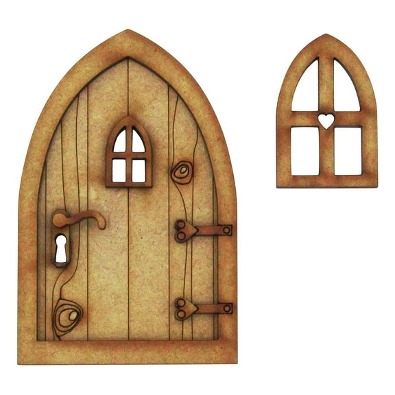 VogueV Diy 3D Wooden Fairy Door Craft Kit with Window Slippers Sign, Miniature Fairy Garden Door Decoration for teen Room Nursery Indoor Outdoor, Fantasy Diy Craft Gift, A Set of Decorative Doors