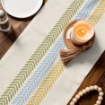thumbnail image 3 of Table Runners 120 Inches Long Dress Scarves, Green Blue Yellow Botanical Farmhouse Coffee/Dining/Kitchen Table Decor Table Runner for Living Room, Farmhouse Vertical Leaves 13x120 Inch, 3 of 9