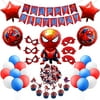 PANTIDE 87Pcs Spiderman Party Decorations Favors for Kids Birthday– Spiderman Happy Birthday Banner, Foil Latex Balloons, Masks, Cupcake Toppers, Stickers - Avengers Superhero Birthday Party Supplies