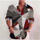 thumbnail image 1 of Camisa con botones y cuello estampado retro con patrón geométrico cuadrado para hombre, ropa informal de calle cómoda y suave, de talla grande, 1 of 6