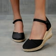 thumbnail image 2 of Espadrilles à Bride Cheville Bout Fermé pour Femmes Sandales Compensées de Loisirs, 2 of 9