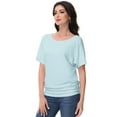 thumbnail image 2 of Women's Dolman Top Boat Neck Comfortable Short Sleeve Solid Gentle Tees Casual T Shirt with Side Shirring Detail, 2 of 6