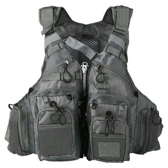 ZHaobin Outdoor Breathable Padded Fishing Life Vest 209lb Bearing Life Safety Jacket Swimming Sailing Waistcoat Vest Floatation (Grey)