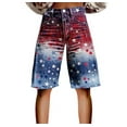 thumbnail image 2 of Bovemsi Independence Day High Waisted Denim Shorts for Women – American Flag Print Casual Summer Shorts for Bbqs & Outdoors, Gold, L, 2 of 4