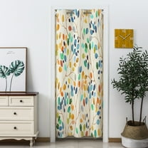 Floral Door Curtain for Doorways, Colorful Leaves Blackout Curtain for Closet Hallway Kitchen, Grommet Thermal Insulated Privacy Door Curtain for Room Divider 33" W x 79" L (1 Panel)