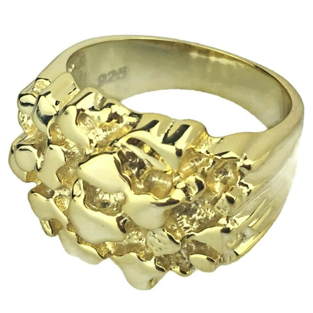 Bling Cartel - 14K Gold Plated Over Solid 925 Sterling Silver Nugget ...