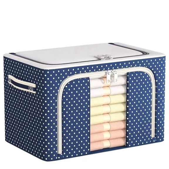 Oxford Cloth Storage Box, Steel Frame, Moisture-Proof Wardrobe for Storing Household Clothing, Fabric Sorting Box, Folding Clothes Storage Box 72L