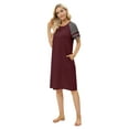 thumbnail image 4 of EFINNY Women's Short Sleeve Nightgowns Contrast Color Nightdress Round Neck Nightshirt Comfy Cotton Sleepshirt with Pockets S-3XL, 4 of 6