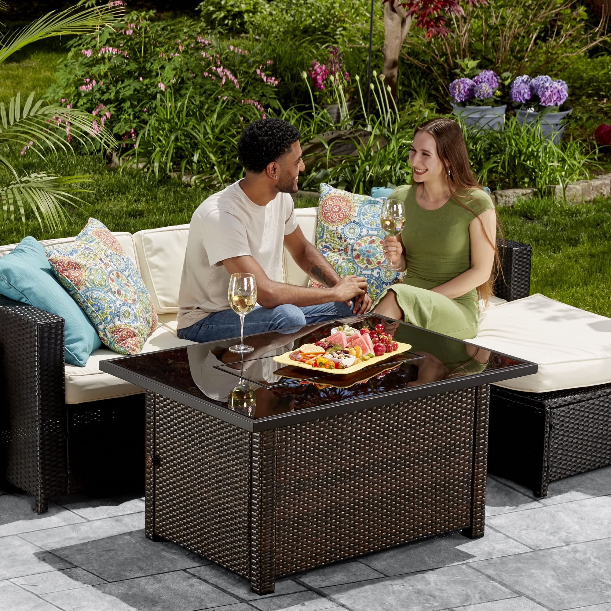 Open Box Endless Summer 44 x 32 inch Rectangular Patio Gas Fire Pit Table