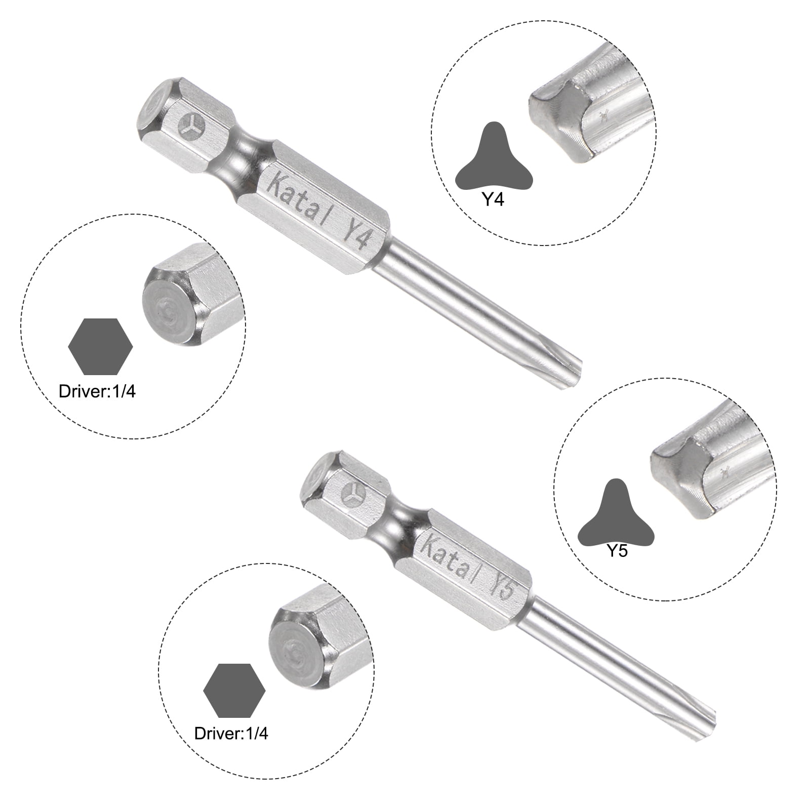 Y4-Y8 Tri-point Magnetic Y Type Screwdriver Bit Set 1/4