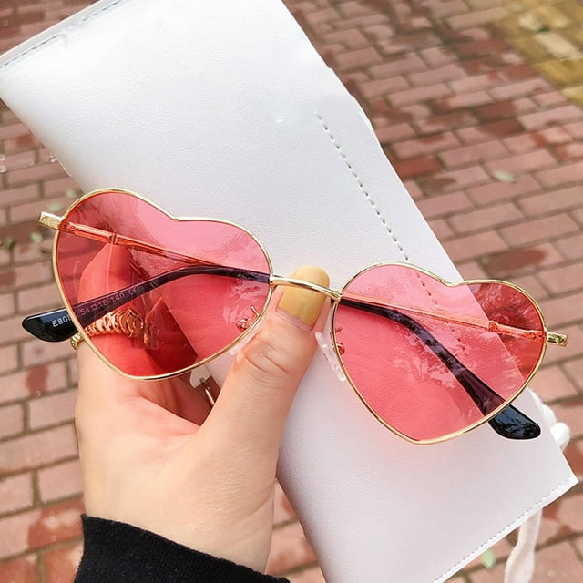 Gafas de sol de mujer Yinane Unique Heart Protección Rojo Dorado