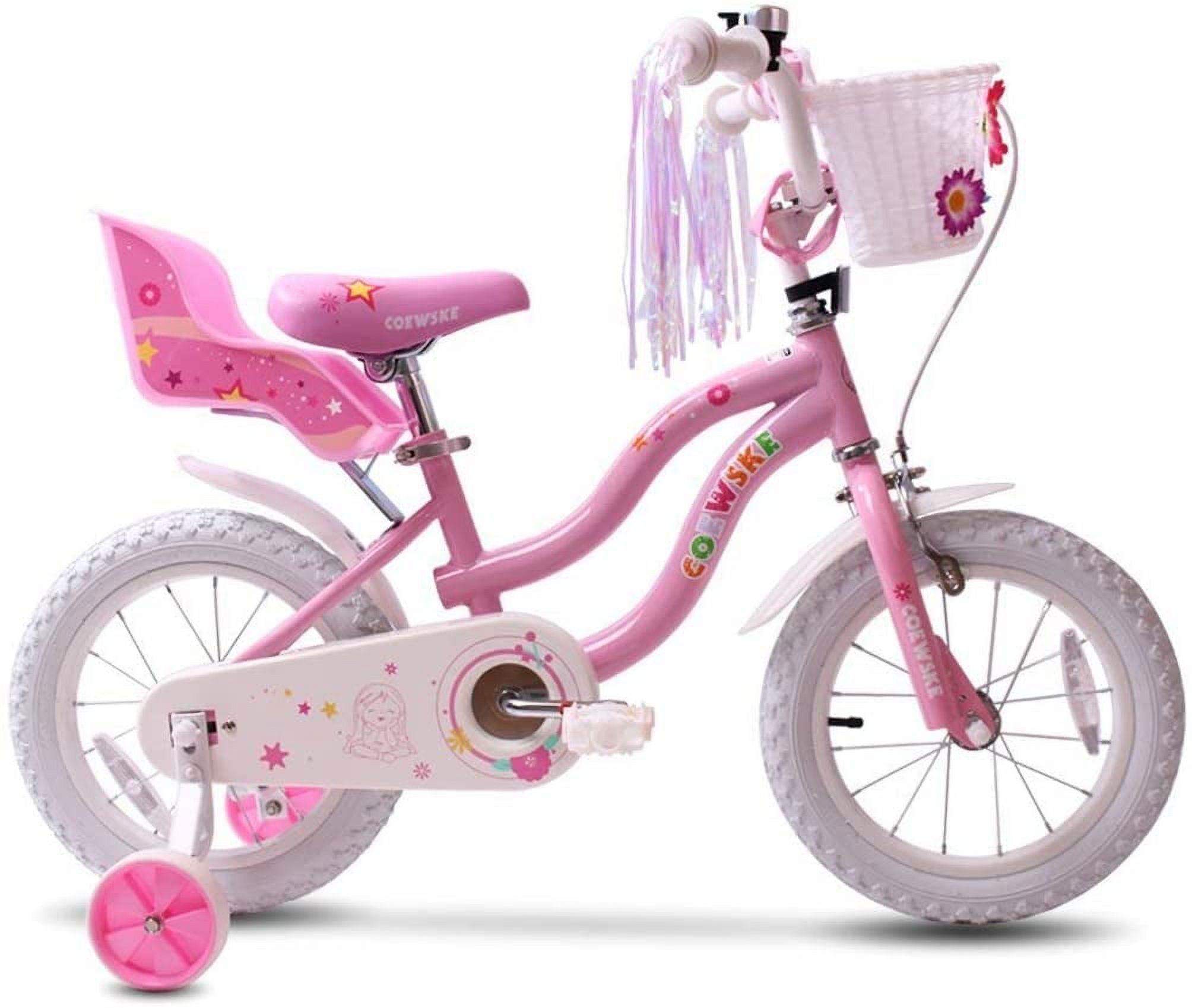 Coewske Princess Kids Bike 12 inch Boys Girls Bicycle with Training Wheels, Pink