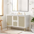 thumbnail image 2 of Modway Chaucer 48" Wood & Rattan Bathroom Vanity Cabinet in White, 2 of 11