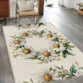 thumbnail image 2 of Spring Pastoral Area&nbsp;Rug 2.7x5ft White Circle Flower Linen Texture Non-Slip&nbsp;Washable Square&nbsp;Rugs Soft Felt Indoor Floor Mat for Bedroom Kitchen Living Room Bathroom, 2 of 9