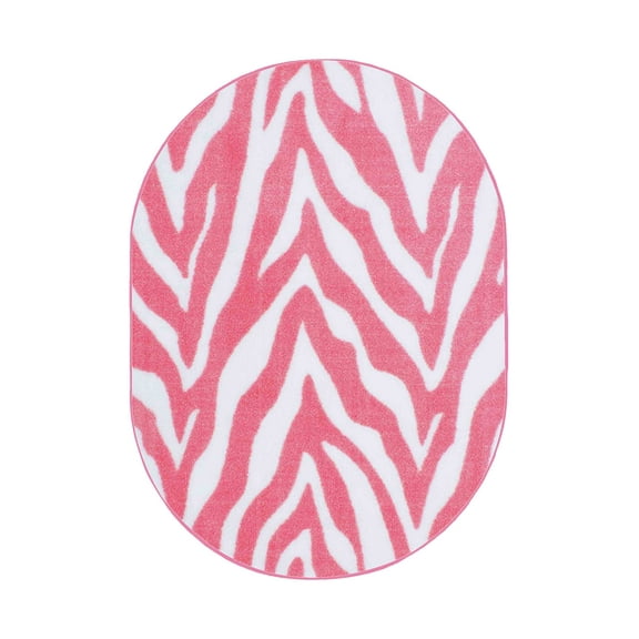 Furnish My Place Animal Print Rug - 7 ft. x 9 ft. Oval, Zebra Light Pink, Nylon Rug for Patio, Garden, Hallway, Living Room