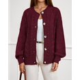 thumbnail image 2 of FreshPretty Chunky Cardigan Sweaters for Women Fall Fashion Button Lantern Long Sleeve Cable Knit Winter Coats Outerwear, 2 of 6