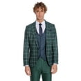 thumbnail image 3 of Men's Wessi Slim Fit 3PC Green with White and Navy Plaid Formal Suit TY-1431, 3 of 8