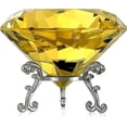thumbnail image 1 of Pisapapeles de cristal de diamante de 80 mm (3,1 pulgadas) con forma de diamante grande con soporte Joyas de cristal Centros de mesa para decoración de bodas en el hogar (transparente), 1 of 5