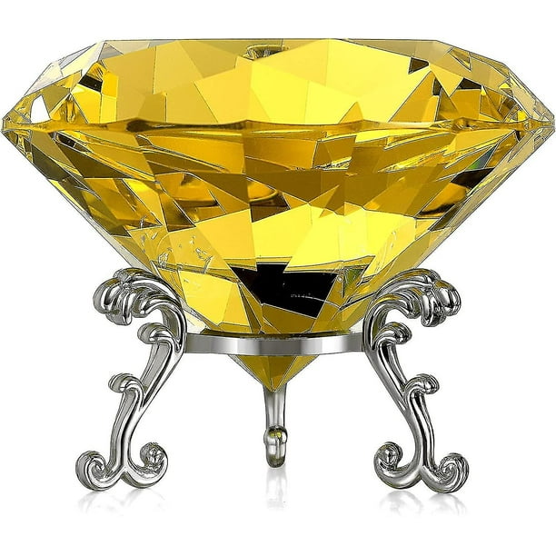 Pisapapeles de cristal de diamante de 80 mm (3,1 pulgadas) con forma de diamante grande con soporte Joyas de cristal Centros de mesa para decoración de bodas en el hogar (transparente)