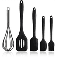 thumbnail image 1 of Juego de utensilios de cocina de silicona, utensilios de cocina, 5 piezas, juego de utensilios de cocina de silicona, espátulas, cepillo, herramientas de cocina, fáciles de usar y limpiar (negro) ER, 1 of 5
