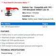 thumbnail image 2 of Radiator Cap - Compatible with 1991 - 1999 Mitsubishi 3000GT 3.0L V6 1992 1993 1994 1995 1996 1997 1998, 2 of 2
