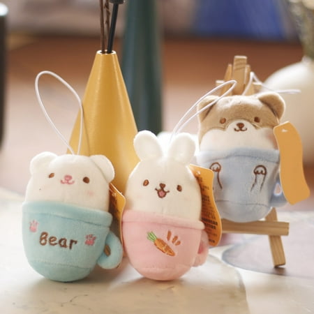 

Chicmine 8cm Doll Pendant Cute Fluffy Animal Doll Hanging Ornament Backpack Decoration Accessories Cartoon Puppy Bear Rabbit Doll Plush Key Pendant Christmas Gift