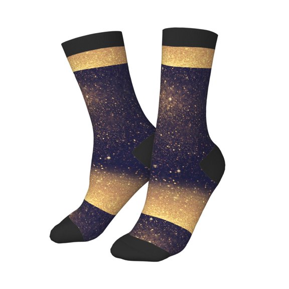 Kids Girls Boys Socks - Gold Black Glitter Comfort Breathable Crew Socks for Boys Girls Kids, Soft Athletic Running Socks for Boys Socks 6-10 Years Old