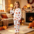 thumbnail image 2 of CAIVO Pumpkin Printed Halloween 2 Piece Pajama Set Girls, Round Neck Long Sleeve Shirt With Matching Jogger Trousers, Kids Holiday Nightwear Loungewear, 2 of 4
