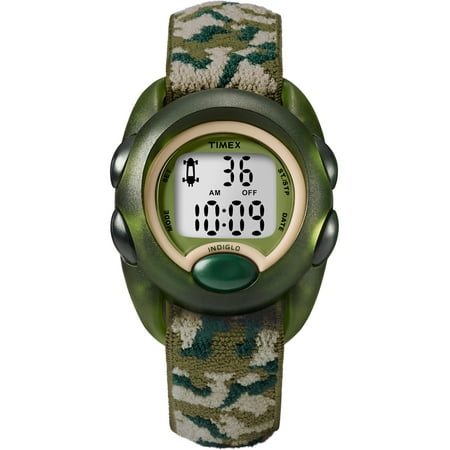 Boys Time Machines Digital Green Camouflage Watch, Elastic Fabric