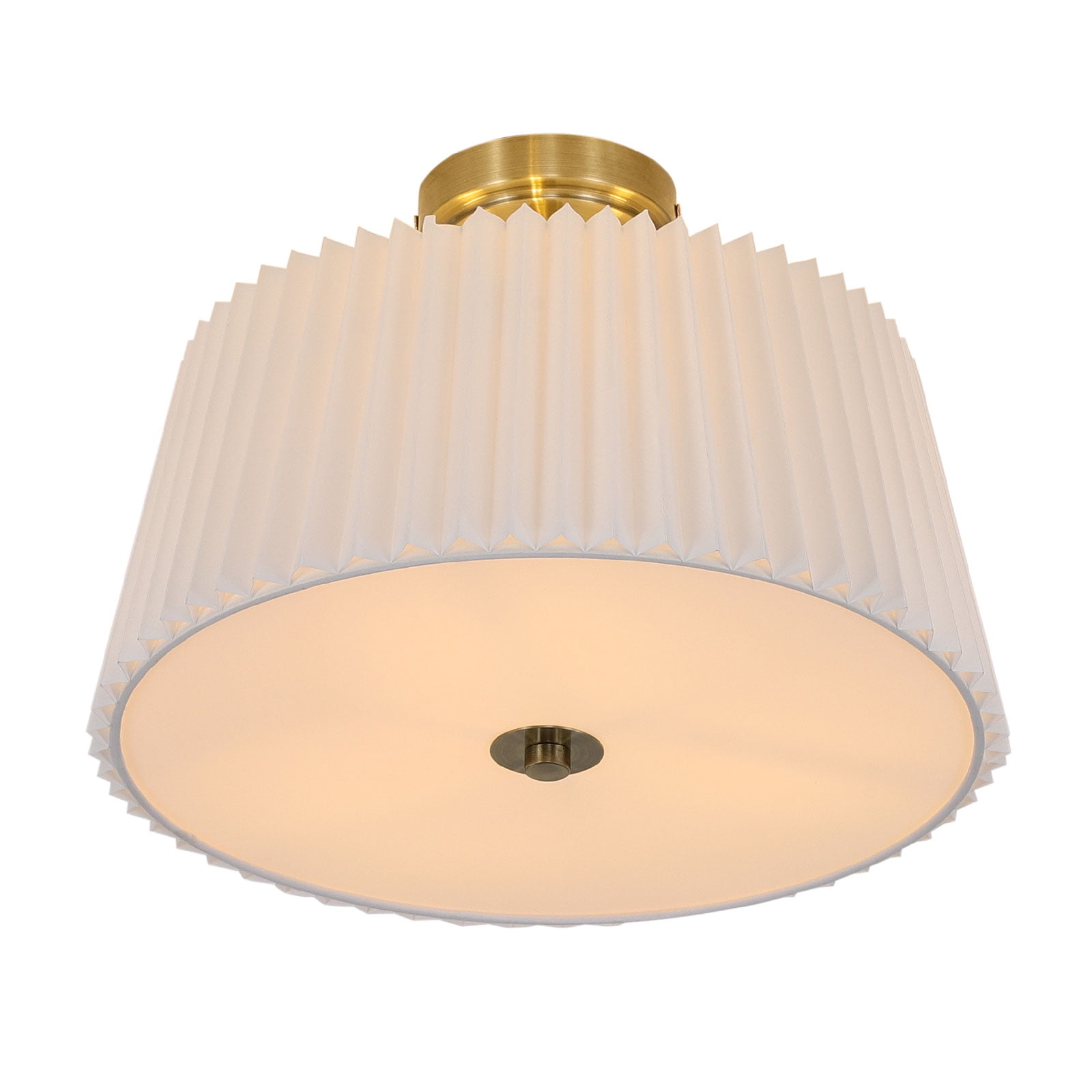 Wildnix Elegant Ceiling Light with Pleated Fabric Shade, Anti-Corrosion Iron Tray, 3 Bulb Holders, and 323 Sq. Ft. Lighting Area
