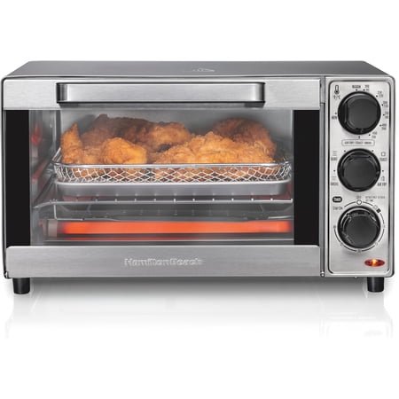Air Fryer Toaster Oven Combo, 4 Slice Capacity, Fits 9 Inch Pizza, Stainless Steel