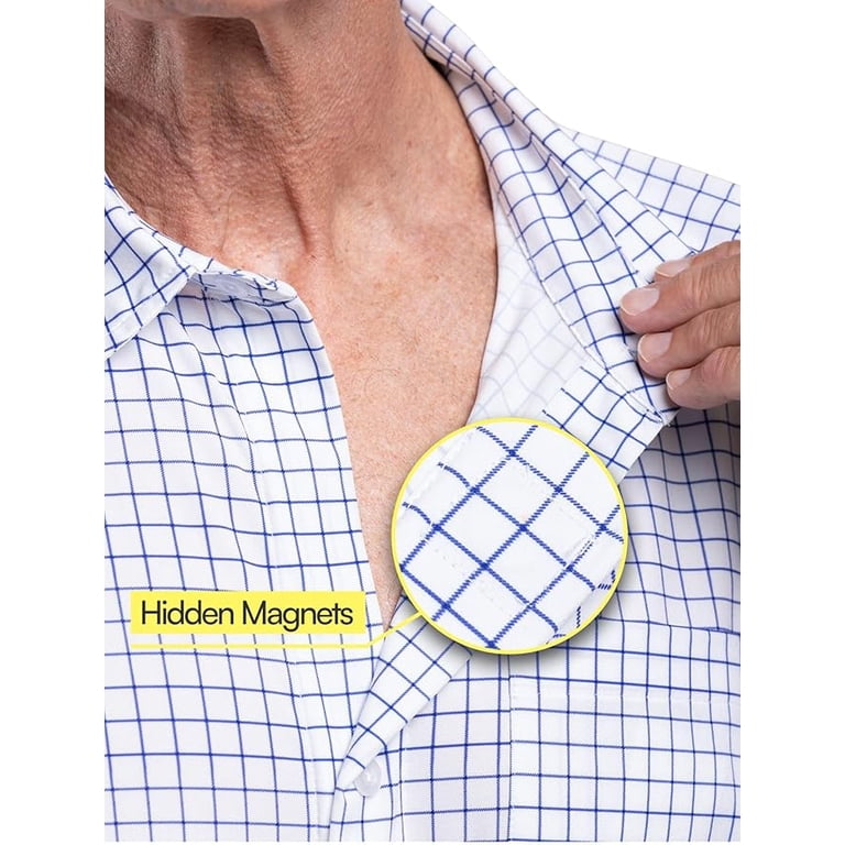 Joe & Bella Men's Adaptive Slim-Fit Magnetic Button-Down Shirt - White Check